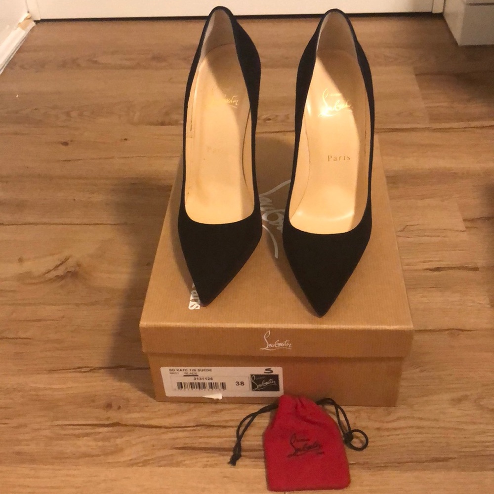 Christian Louboutin So Kate 120 black suede heels
